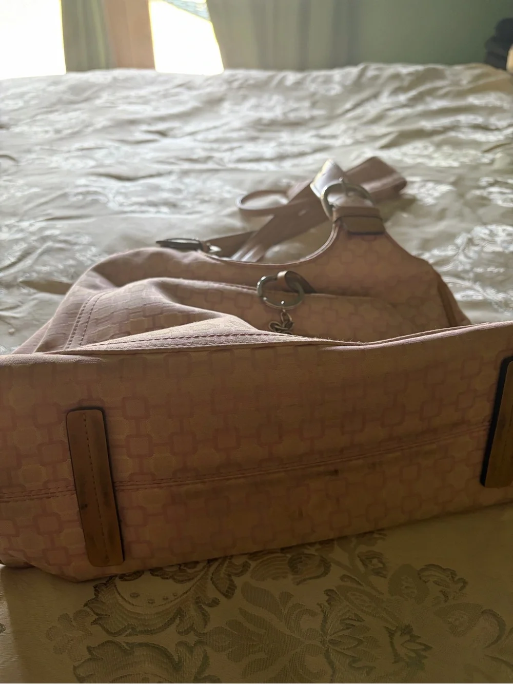 Nine West Pink Patterned Hobo with Tan Straps